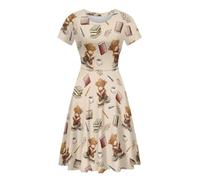 POLERO Sunflower Dress for Women Floral Summer Dresses Short Sleeve Casual Sundresses Midi Dresses, Highland Cow Books, XL