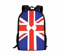 POLERO UK Flag Backpack for Kids Union Jack Daypack 17" Shoulder Rucksack with Side Pockets