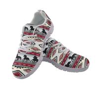 POLERO Western Aztec Horse Shoes for Men Running Shoes for Women Lace Up Lightweight Sneakers EU36