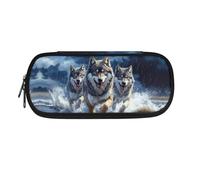 POLERO Wolf Pencil Case for Boys Tollder Back to School Supplies Zipper Pen Pouch with Compartments Pencil Holder