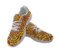 POLERO Zebra Leopard Print Shoes for Women Running Shoes for Men Lace Up Lightweight Sneakers EU42