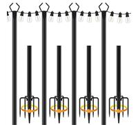 Poles Outdoor String Lights - Backyard String Support Rod, Outdoor Light Metal Support Posts Lawn Deck Backyard