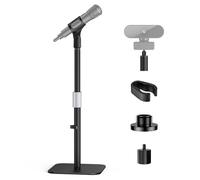 POLESTO Desktop Microphone Stand with 180° Mic Clip, Height Adjustable Table Mic Stand with Metal 5/8" and 1/4'' Screw Adapter for Blue Yeti, Snowball Spark & Other Microphone Device