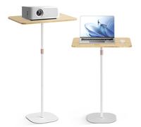 POLESTO Portable Laptop Floor Stand, Bedside/Sofa Table with Height Adjustable 18''~47'', Stylish Movable Workstation Floor Standing Desk for Office, Meeting Room, Living Room Easy Assembly, White