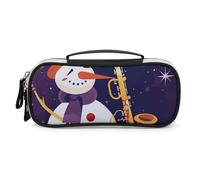 POLESVBM Makeup Bag Makeup Organizer Snowman Plays Saxophone Printed Travel Makeup Bag Cosmetic Bag Cosmetic Organizer Bag, style, One Size, Makeup Bag