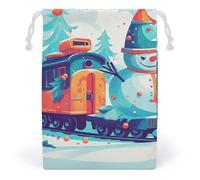POLESVBM Storage Bags Snowman Sitting on The Train Printed Makeup Bag Toy Bag Reusable Bags Toiletry Organizer for Everyday Use, style, 12*18cm, Modern