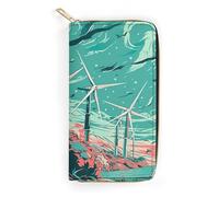 POLESVBM Wallet Coin Purse Simple Windmill Diagram Printed Card Case with Zipper Pocke Credit Card Holder for Women, style, 19.7x10.5cm, Casual