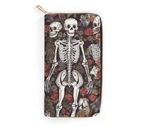 POLESVBM Wallet Coin Purse Skeletons Where Souls Meet Printed Card Case with Zipper Pocke Credit Card Holder for Women, style, 19.7x10.5cm, Casual
