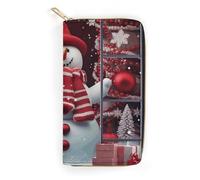 POLESVBM Wallet Coin Purse Snowman Outside The Window Printed Card Case with Zipper Pocke Credit Card Holder for Women, style, 19.7x10.5cm, Casual