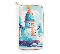 POLESVBM Wallet Coin Purse Snowman Sitting on The Train Printed Card Case with Zipper Pocke Credit Card Holder for Women, style, 19.7x10.5cm, Casual