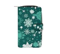 POLESVBM Wallet for Men Snowflakes on Green Pattern Printed Coin Purse Card Case Zipper Wallet for Work And Daily Use, style, 19.7x11x3.5cm, Casual