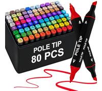 POLETIP 80 Alcohol Markers Brush Tip, Colouring Pens For Adults, Permanent Art Marker Pens for Kids, Adults for Drawing, Colouring Books, Anime, Manga, Fun Doodling with Strong Base & Carrying Case
