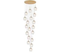 POLGDW 18 LED Chandelier, Staircase Pendant Light, Creative Long Hanging Lights, Adjustable Length Chandeliers, Modern Ceiling Lights in The Villa, Stairwells and Living Room Clear Glass Ball