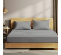 POLHIM Premium Jersey Fitted Sheet | 100% Breathable Cotton | Exceptional Softness for a Restful Sleep | Mattress Height: 30 cm | Easy Care (Light Grey, 160 x 200)
