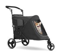 Polias Pet Stroller, 3 Wheels Dual Entry Portable Dog Stroller for Large Dogs or Multiple Dogs with Adjustable Handle, Cat Stroller and Pet Stroller for Medium Dogs Up to 55 lbs, Black