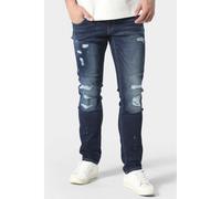 Police 1061 Todd Dino Stretch Slim Fit Distressed Paint Splatter Denim Jean Blue