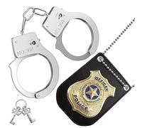 Police Accessory Set, Police Costume Accessories, Policeman Handcuffs Badge Swat Role Play Accessories, Suitable for Halloween, Carnival, Dress Up Party, Role Play