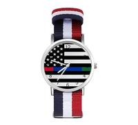 Police and Firefighter U.S.A. Flag Custom Quartz Watches Arabic Numerals Wrist Watch with Adjustable Strap for Men Women