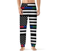 Police And Firefighter U.S.A. Flag Men's Pajama Pants Lightweight Pjs Bottoms Lounge Pants Sleepwear Soft