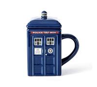 Police Box Ceramic Coffee Mug with Lid, Funny Mugs Gifts for Christmas, Novelty Ceramic Coffee Mug, X-mas Presents,Christmas Funny Gifts, Funny Gifts for Men and Women (Blue)