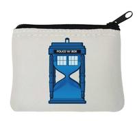 Police Box Public Call Time Travel Neoprene Coin Purse Pouch 10x11cm White