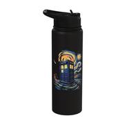Police Box Starry Night Phone Booth Journey Stainless Steel Insulated Water Bottle