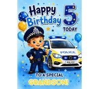 Police Boys 5th Birthday Card for Grandson