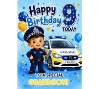 Police Boys 9th Birthday Card for Grandson