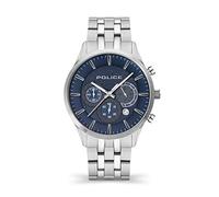 POLICE Cage Mens Chronograph Watch with Blue Dial and Stainless Steel Bracelet, 44mm Stainless Steel Case in Branded Watch Box PEWJI2194301-2 Year Warranty