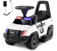 Police Car Ride On, 6V Battery Powered Electric Kids Ride On Car with Megaphone, Lights, Siren, Under Seat Storage, Toddler Push Car, Ride On Toys for Toddlers 1-3 Boys Girls (White)
