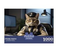 Police Cat Jigsaw Puzzles for Adults Kids Animal Puzzles 1000 Piece Brain Challenge Home Decoration Gifts 38x26cm/1000pcs