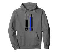 Police Christian Cross Blue Law Enforcement Pullover Hoodie