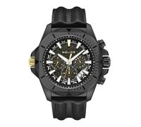 Police Chronograph Gents Wrist Watch with Durable Leather Strap, Electrical Black, modern
