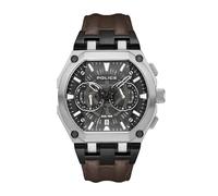 Police Chronograph Gents Wrist Watch with Durable Leather Strap, Shield Brown, modern