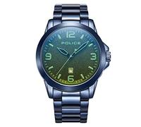 Police Cliff Mens Watch with Black Sandblast Dial and Blue Stainless Steel Bracelet, 47mm Stainless Steel Case in Branded Watch Box PEWJH2194503-2 Year Warranty