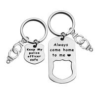 Police Couples Keyring Set Police Officer Gift Proud Gift for Police Wife Husband Valentine Birthday Gift Sheriff Deputy Gift for Military Wife Police School Graduation Gift for Him Her Boyfriend Gift