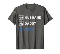 Police Dad Husband Daddy Hero Law Enforcement Policeman T-Shirt, Men, Asphalt Grey, 3X-Large