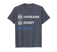 Police Dad Husband Daddy Hero Law Enforcement Policeman T-Shirt, Men, Heather Blue, Large