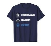 Police Dad Husband Daddy Hero Law Enforcement Policeman T-Shirt, Men, Navy Blue, Large