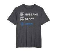 Police Dad Husband Daddy Hero Law Enforcement Policeman T-Shirt, Men's Big and Tall, Dark Heather Grey, 5X Tall
