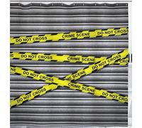 Police Decor Shower Curtain Crime Scene Investigation Do Not Pass Yellow Wraps Quotes Artwork Print, Fabric Bathroom Decor Set with Hooks,Yellow Grey Black 72 X 72 Inch