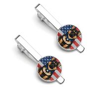Police Dog Blue Line American Flag 2 Pcs Tie Clips for Men Tie Bar Tie Pins for Regular Ties Wedding Business