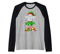 Police Elf Christmas Family Elf Squad Xmas Girls Women Raglan Baseball Tee