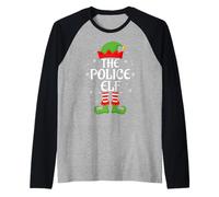 Police Elf Xmas Family Matching Elf Squad Christmas Raglan Baseball Tee