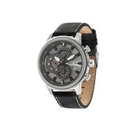 Police Toronto Men's Quartz Watch with Silver Dial Analogue Display and Black Leather Strap 15037JSTU/04