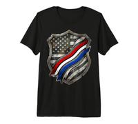 Police Fire EMS Thin Line First Responder American Flag USA Premium T-Shirt