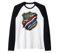 Police Fire EMS Thin Line First Responder American Flag USA Raglan Baseball Tee
