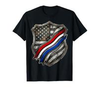 Police Fire EMS Thin Line First Responder American Flag USA Value Graphic T-Shirt