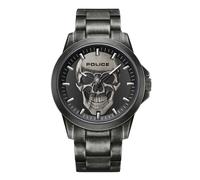 Police Flick Black Skull Dial Gunmetal Grey Bracelet Watch