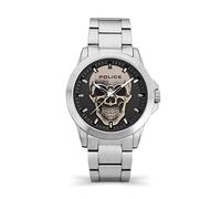 Police Flick Mens Watch with Skull Design Black Dial and Stainless Steel Bracelet, 47mm Stainless Steel Case in Branded Watch Box PEWJG2194803-2 Year Warranty
